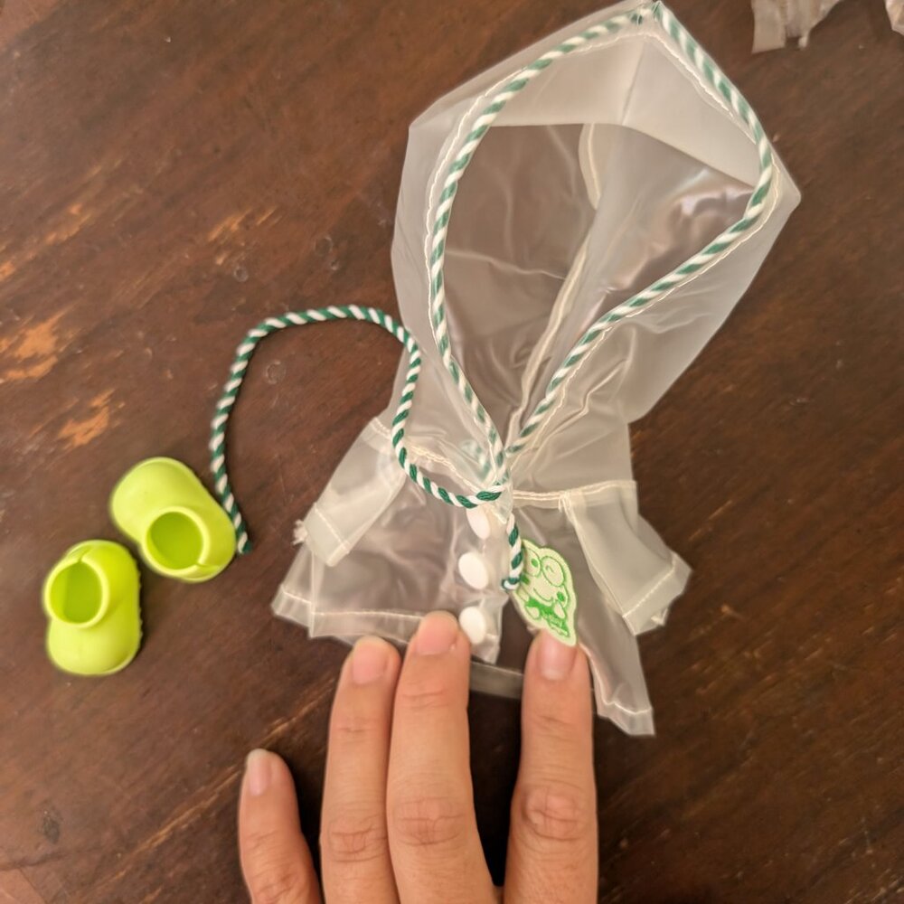 Mini Keroppi Raincoat & Rain Boots - Labubu Doll Clothes | Tiny Fashion - Picture 4 of 14